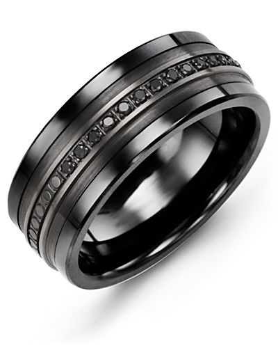 Madani Monochromatic Black Gold Black Diamond Ring MKQ910CF-15B Men's Wedding band