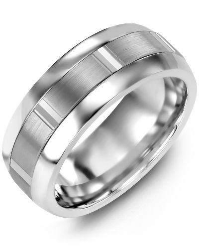 Madani Brushed Vertical Accents Wedding Ring MFN610LW Men's & women's Wedding band