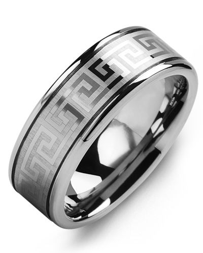 Madani Eternity Greek Key Tungsten Wedding Ring MGQ800TT Men's Wedding band