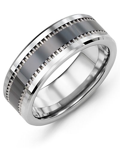 Madani Geometric Design Tungsten Ceramic Wedding Ring MGZ800TC Men's Wedding band