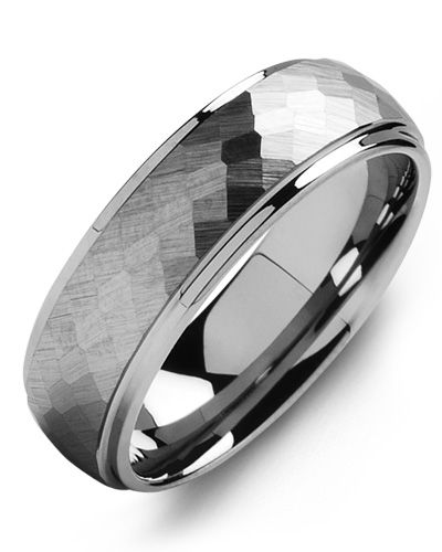 Madani Matte Hammer Design Tungsten Wedding Ring MGM700TT Men's Wedding band