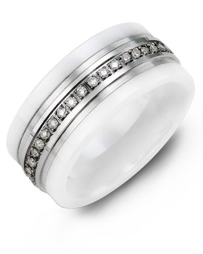 Madani White Ceramic Eternity Diamond Wedding Ring MWC910IW-15R Women's Wedding band